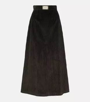 Юбка макси из хлопкового вельвета Dolce&Gabbana, черный