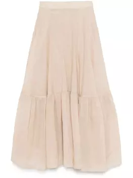 Юбка макси из хлопковой органзы Plan C, коричневый