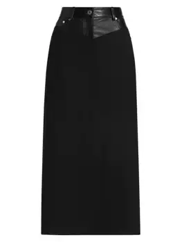 Юбка макси из искусственной кожи с подвязками Helmut Lang, черный