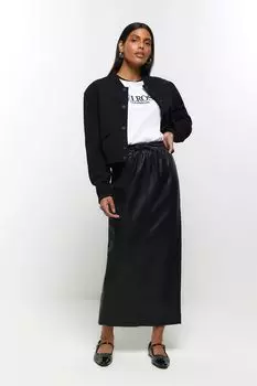 Юбка макси из искусственной кожи со стрейчем River Island, черный