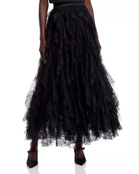 Юбка макси из кружева AQUA, черный
