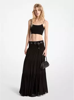 Юбка макси из многослойного жоржета Michael Kors, черный