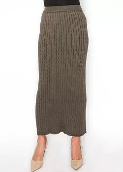 Юбка макси из оливкового трикотажа Yal New York