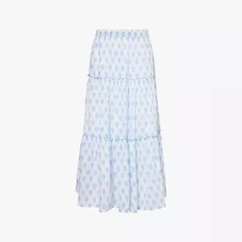 Юбка макси из органического хлопка с графическим принтом Bea Aspiga, белый