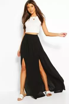 Юбка макси из салонки Boohoo, черный