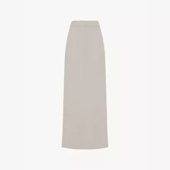 Юбка макси из шелка со средней посадкой и разрезом по низу Giorgio Armani, серый