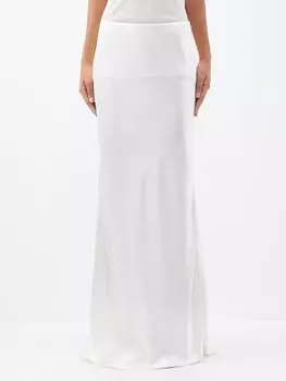 Юбка макси из шелкового атласа Saint Laurent, белый