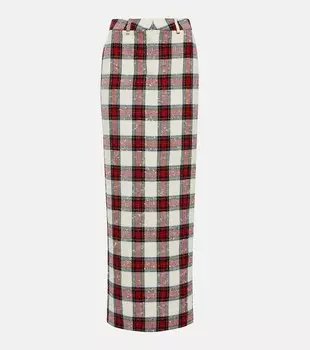 Юбка макси из смесовой шерсти с низкой посадкой ALESSANDRA RICH, разноцветный