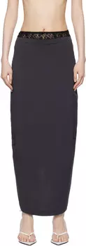 Юбка макси из темно-синего кружева с несколькими слоями Pushbutton