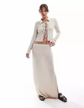 Юбка макси из текстурированного джерси Vero Moda бежевого цвета