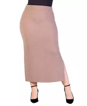 Юбка макси из трикотажной ткани в рубчик больших размеров 24seven Comfort Apparel, коричневый/бежевый