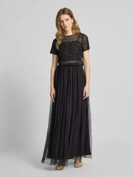 Юбка макси из тюля LACE & BEADS, черный