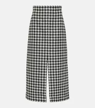 Юбка макси из твила с узором «гусиные лапки» Burberry, черный