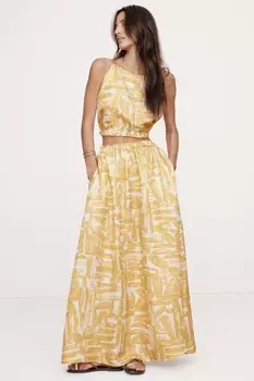 Юбка макси из вискозы и льна Banana Republic, желтый