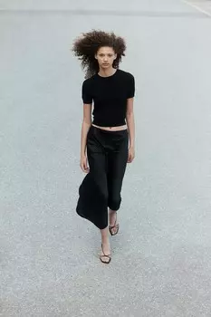 Юбка макси из жатого атласа H&M, черный
