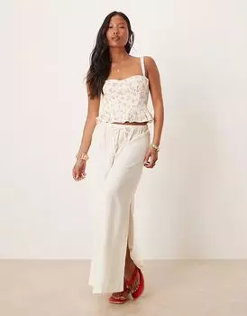 Юбка макси JDY Petite из смеси льна белого цвета