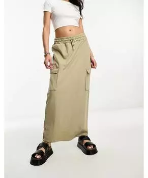Юбка макси карго цвета хаки River Island