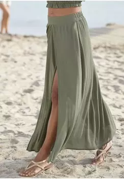 Юбка макси LASCANA, хаки