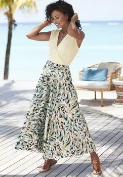 Юбка макси LASCANA, песочный