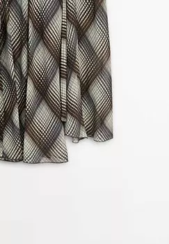 Юбка макси LONG FLARED WITH CHECKED DETAIL Massimo Dutti, темно-коричневый