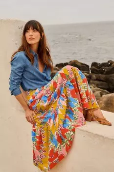 Юбка макси Lorna из 100% хлопка с ярусами Boden, желтый