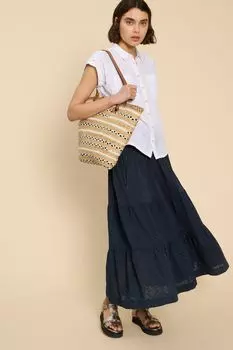 Юбка макси Marissa с вышивкой White Stuff, синий