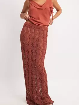 Юбка макси NA-KD Skirt, коричневый