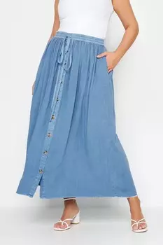 Юбка макси на пуговицах из шамбре Yours, синий