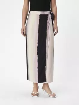 Юбка макси OBJMINA LONG WRAP SKIRT Object, серо-коричневый