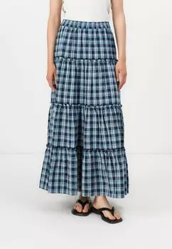Юбка макси ONLROMANA CHECKED LONG SKIRT ONLY, синий
