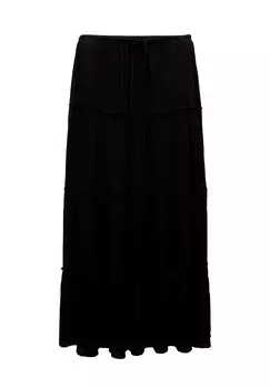 Юбка макси PANELLED CREPE PULL&BEAR, черный