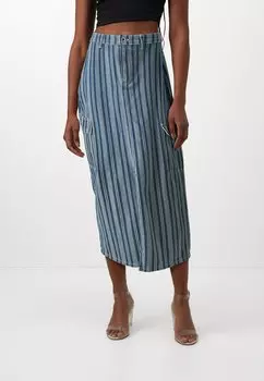 Юбка макси PCJUBEL ANKLE CARGO SKIRT Pieces, цвет medium blue denim/white