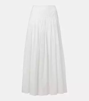 Юбка макси плиссированная из хлопка Procida Staud, White Eyelet
