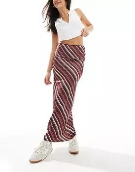 Юбка макси прямого кроя в красную полоску ASOS DESIGN