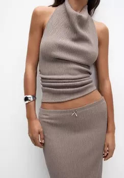 Юбка макси PULL&BEAR, серо-коричневый