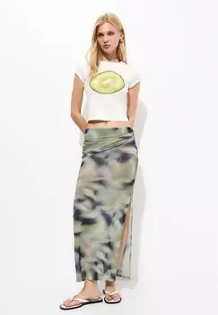 Юбка макси PULL&BEAR, зеленый