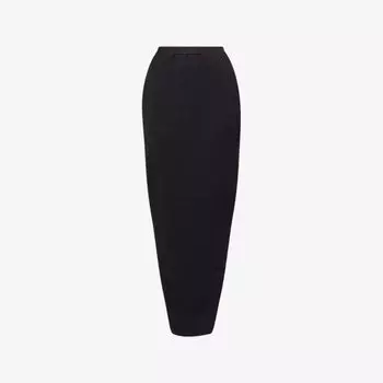 Юбка макси Rick Owens из смесовой шерсти с добавлением эластана плиссированная, черный