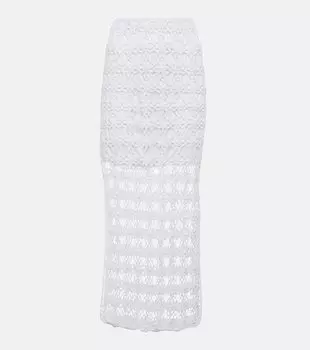 Юбка макси rosette из хлопка крючком Anna Kosturova, белый