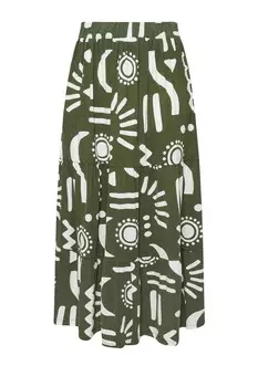 Юбка макси с абстрактным галстуком Yours Curve, зеленый