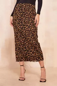 Юбка макси с анималистичным принтом из шифона Friends Like These, черный