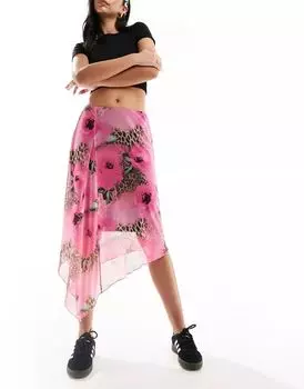Юбка макси с драпировкой и леопардовым принтом ASOS