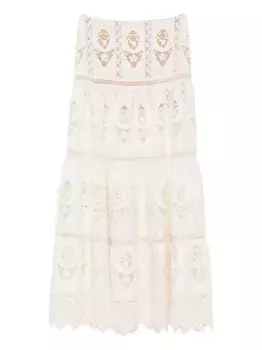 Юбка макси с кружевом и ярусами Johanna Ortiz, нейтральный