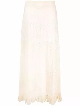 Юбка макси с кружевом Rabanne, нейтральный цвет