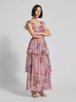 Юбка макси с многоярусным дизайном LACE & BEADS, розовый