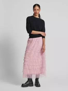 Юбка макси с многослойными воланами модель 'NAJA' Vero Moda, розовый