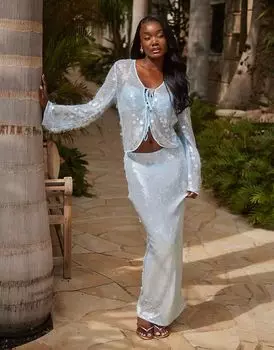 Юбка макси с пайетками South Beach синего цвета