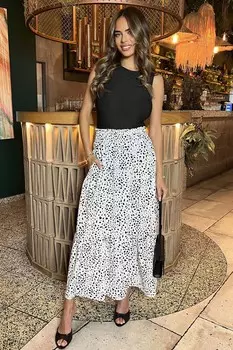 Юбка макси с принтом и сборкой на талии Ax Paris, белый