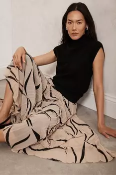 Юбка макси с принтом и складками Mint Velvet, бежевый