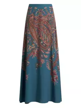 Юбка макси с принтом пейсли ETRO, синий