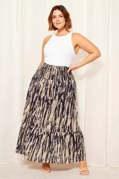 Юбка макси с присборенной талией Curves Like These, синий